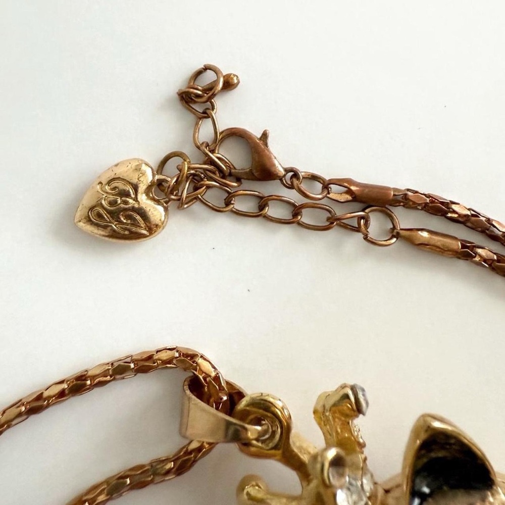 Vintage Y2K Betsey Johnson Rhinestone Encrusted Cat Pendant Necklace - Picture 6 of 8